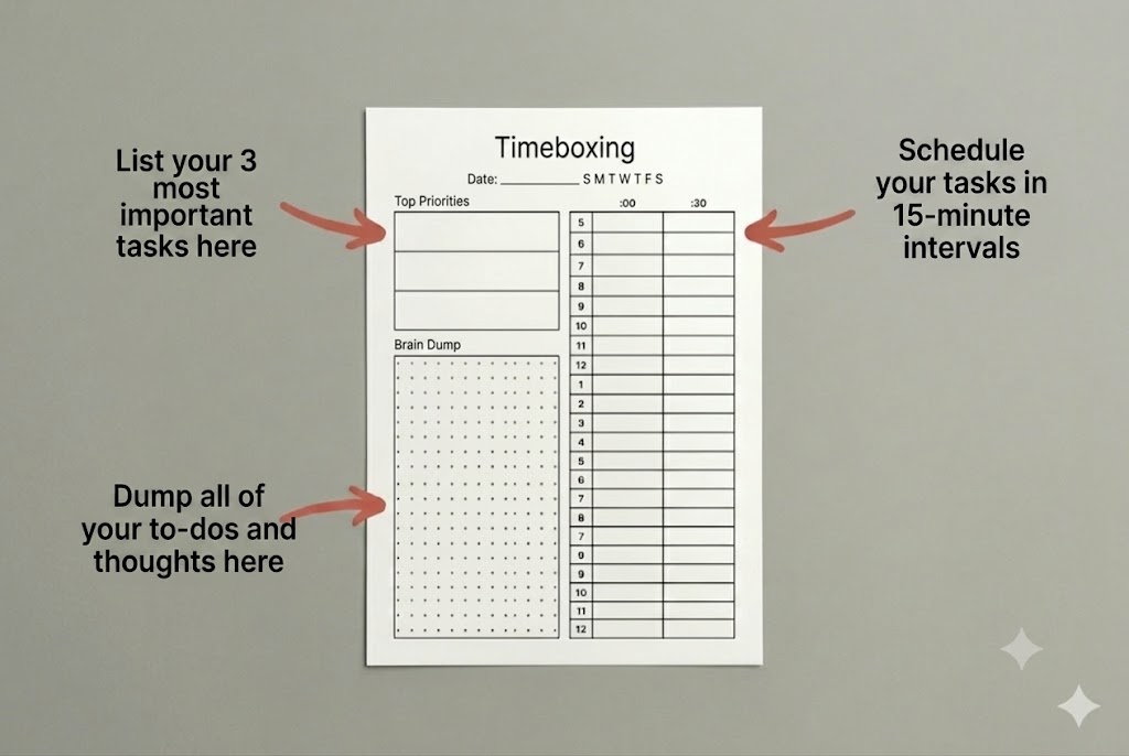 TodoMaster timebox — your daily schedule
