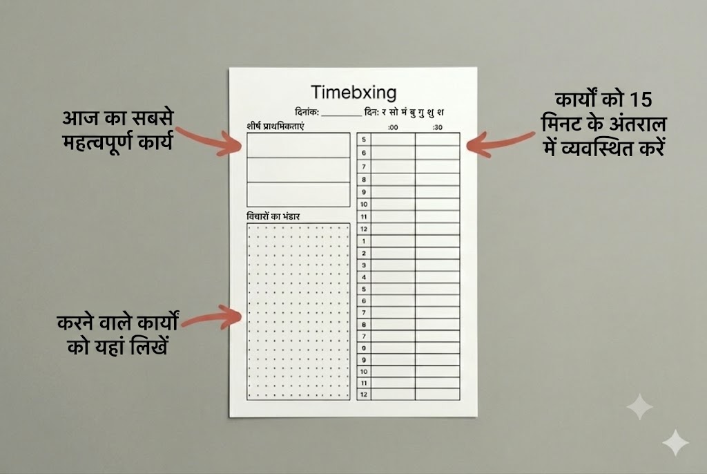 TodoMaster टाइमबॉक्स — दिन की समय-सारणी